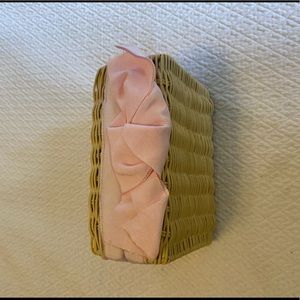 Pamela Munson “Charlotte” clutch w/ pink ribbon